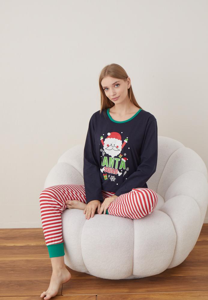 Pijama Dama Craciun "SANTA" ,maneca lunga ,pantaloni lungi,Engros